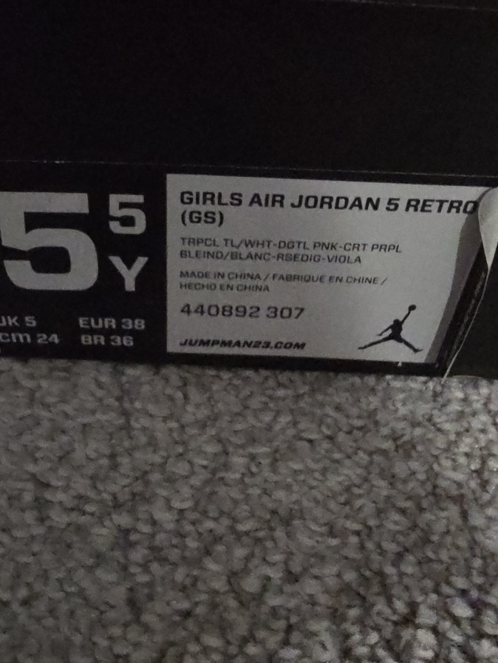 Jordan Girls Air Jordan 5 Retro - Purple Pink SIZE 5.5Y